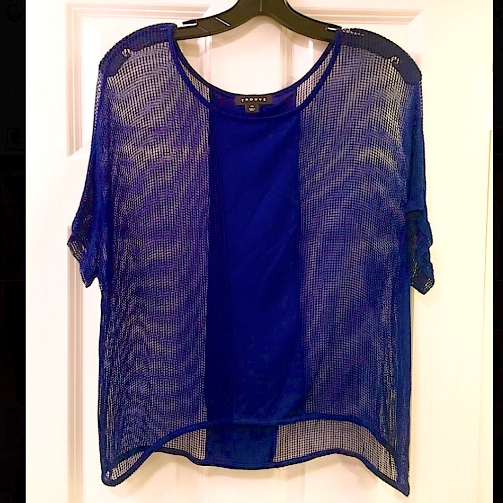 Trouve Cobalt Blue Mesh Top (NWOT)